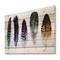Designart - Colourful Boho Feathers II - Bohemian & Eclectic Print on Natural Pine Wood